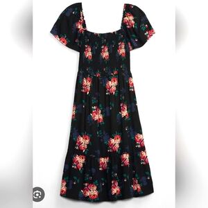 Floral Black Midi Dress